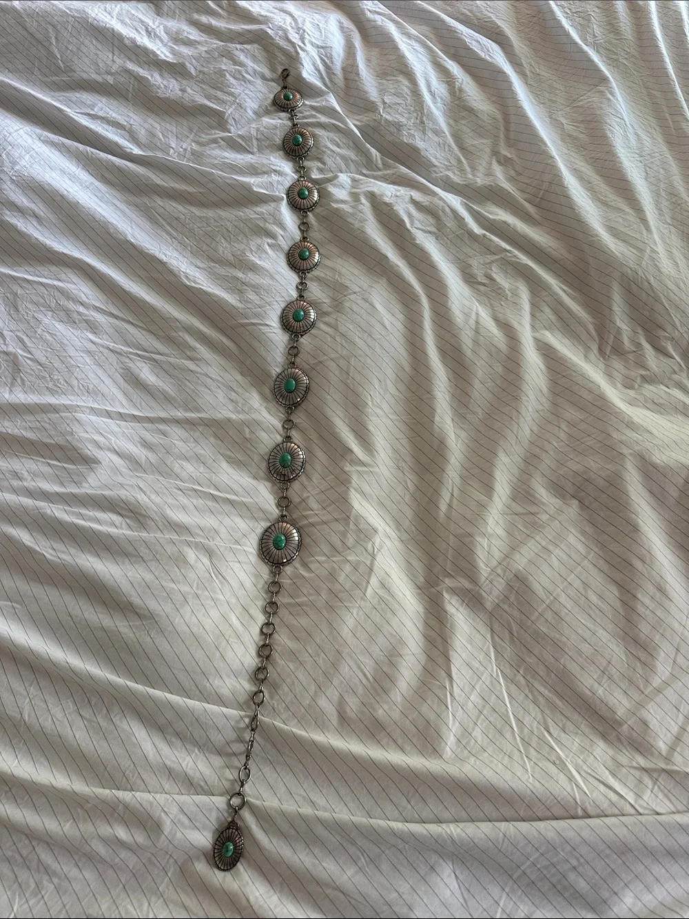 Silver-Tone Concho Belt with Turquoise Accents - Women Jewelry